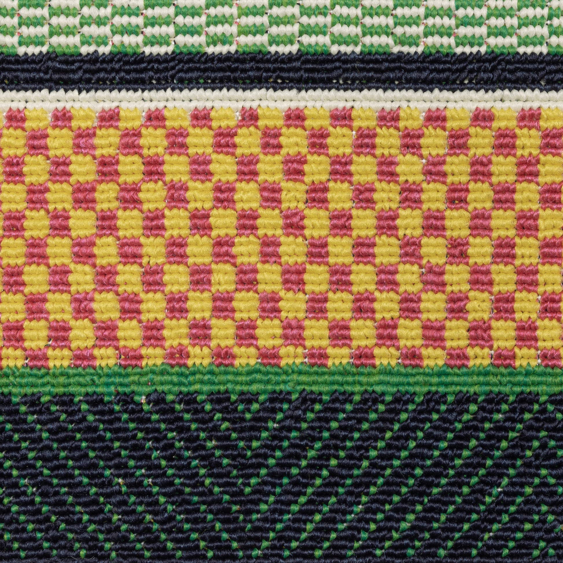 Havana Outdoor Green/ Navy Border Loop Pile Rug