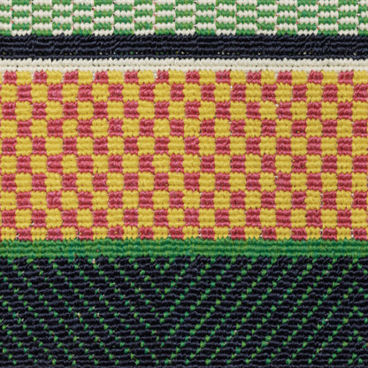 Havana Outdoor Green/ Navy Border Loop Pile Rug