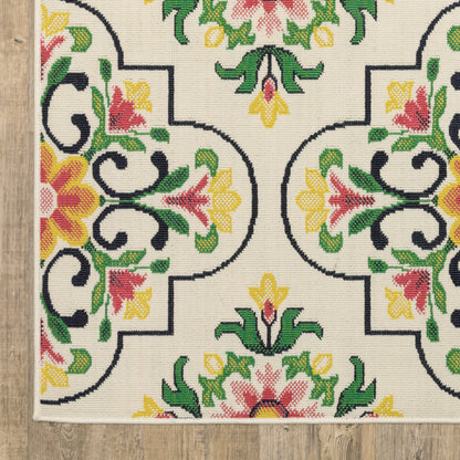 Havana Trefoil Ivory/ Multi Outdoor Loop Pile Rug