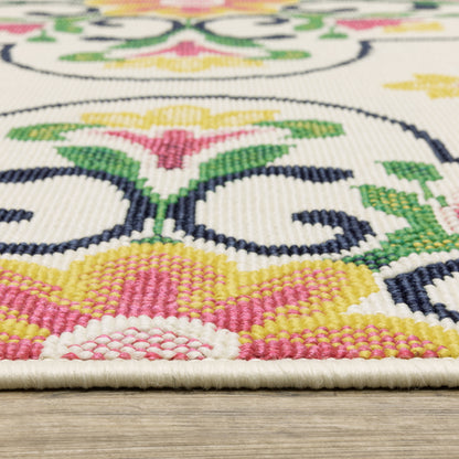 Havana Trefoil Ivory/ Multi Outdoor Loop Pile Rug