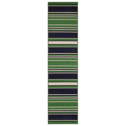 Havana Hav05 Green/ Navy Stripe Outdoor Rug