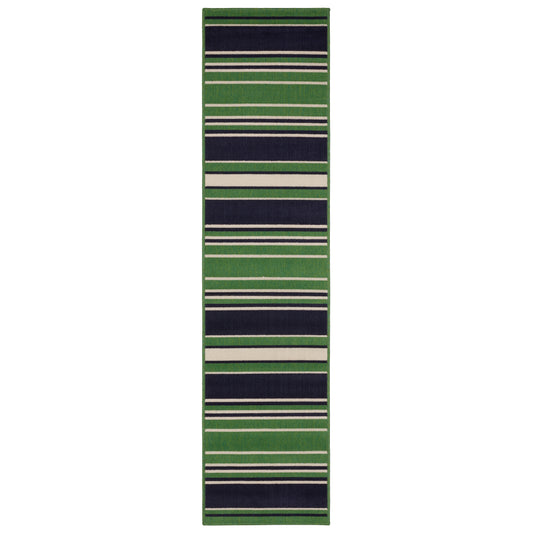 Havana Hav05 Green/ Navy Stripe Outdoor Rug