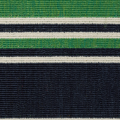 Havana Stripe Green/ Navy Outdoor Loop Pile Rug