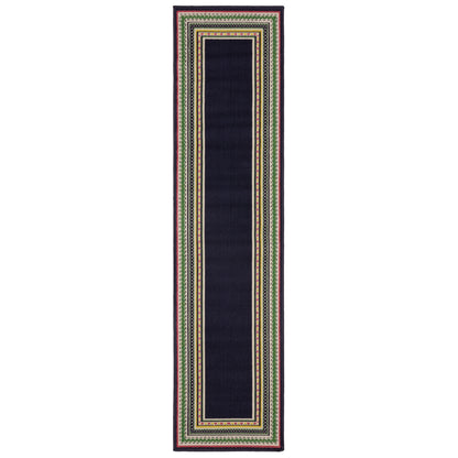 Havana Hav06 Navy/ Multi Outdoor Border Rug