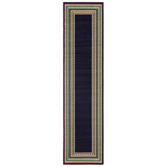 Havana Hav06 Navy/ Multi Outdoor Border Rug