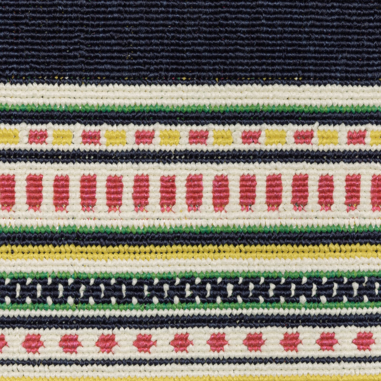 Havana Outdoor Navy/ Multi Border Loop Pile Rug