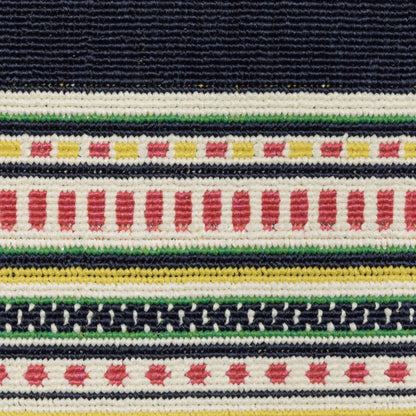 Havana Outdoor Navy/ Multi Border Loop Pile Rug