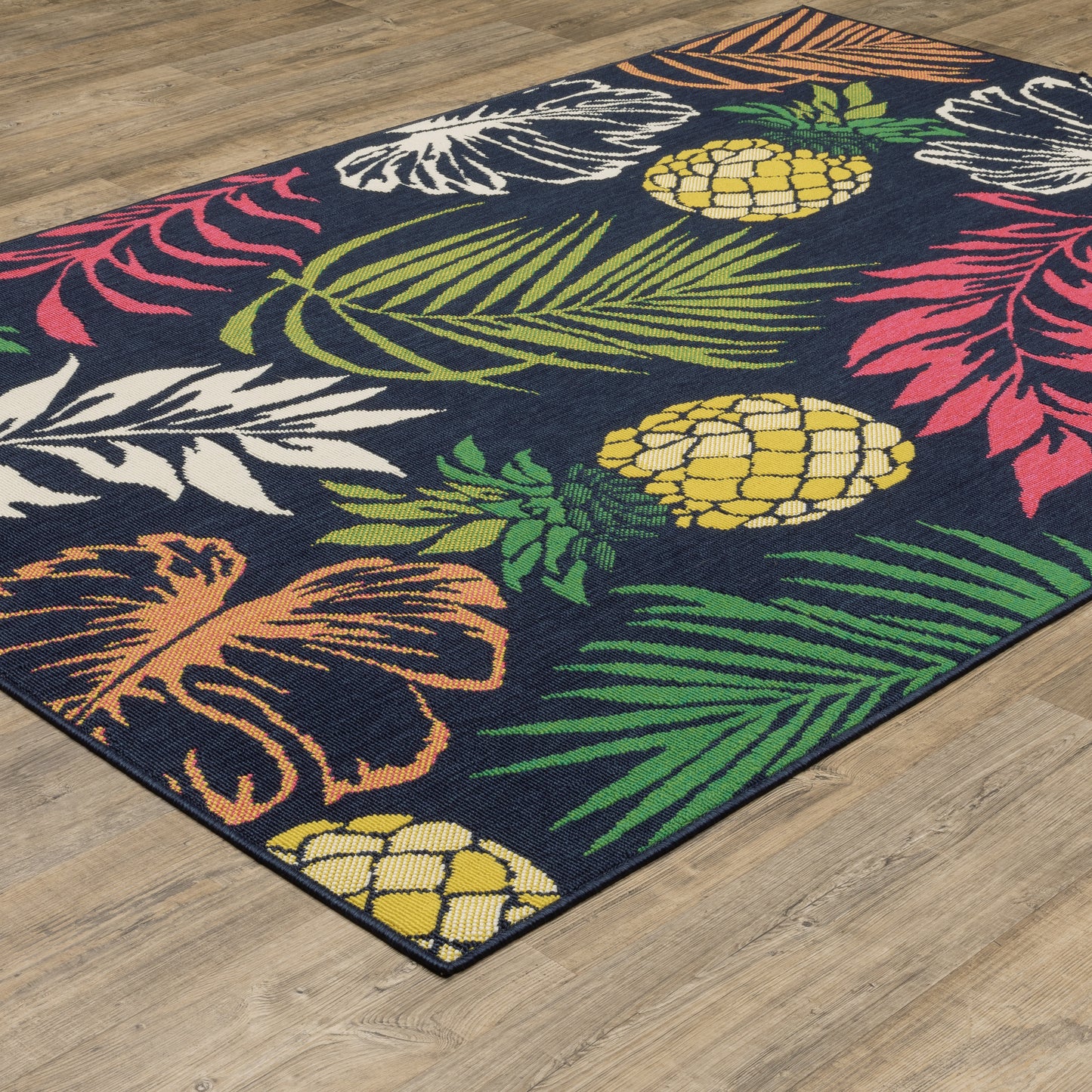 Havana Botanical Navy/ Multi Floral Loop Pile Rug