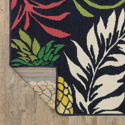 Havana Botanical Navy/ Multi Floral Loop Pile Rug