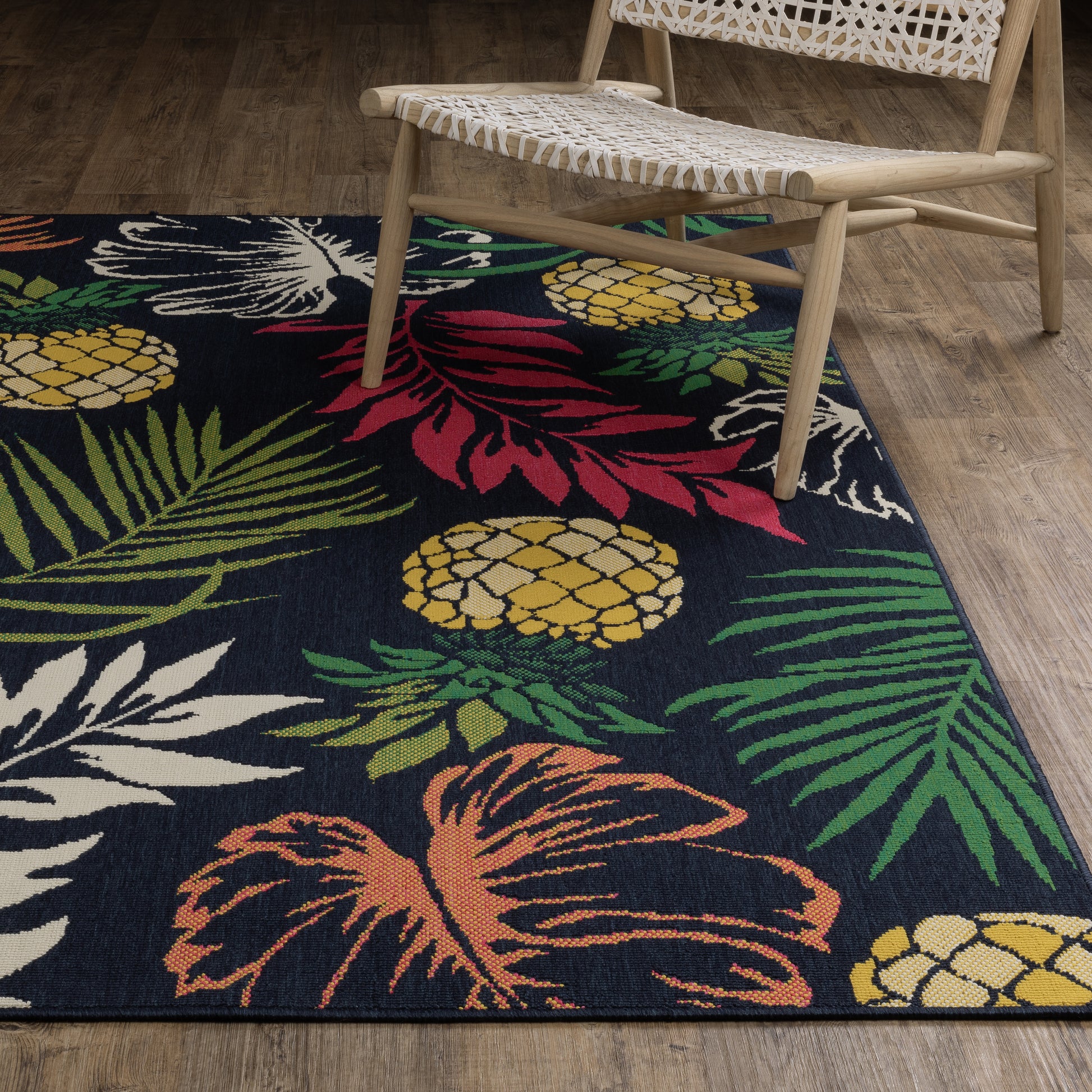 Havana Botanical Navy/ Multi Floral Loop Pile Rug