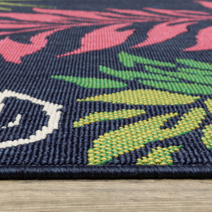 Havana Botanical Navy/ Multi Floral Loop Pile Rug