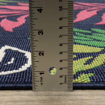 Havana Botanical Navy/ Multi Floral Loop Pile Rug
