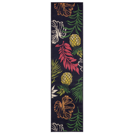 Havana Hav07 Navy/ Multi Botanical Floral Rug