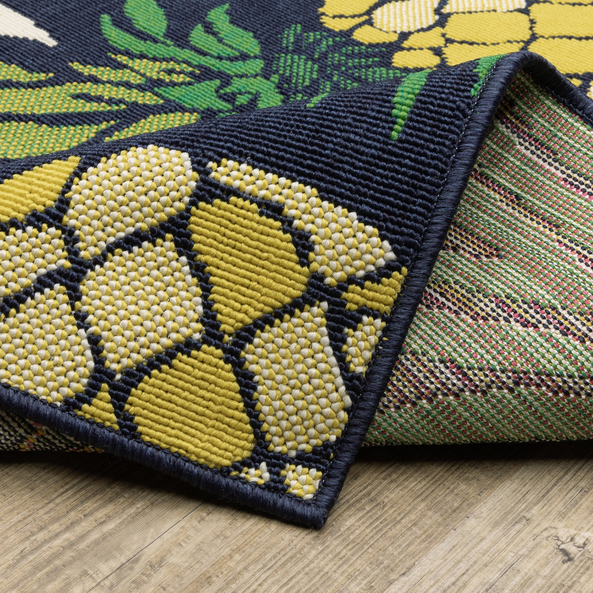 Havana Botanical Navy/ Multi Floral Loop Pile Rug
