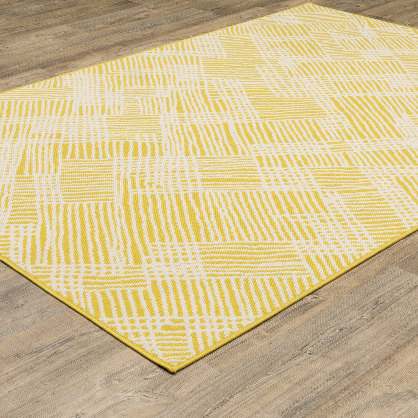Havana Abstract Yellow/ Ivory Loop Pile Rug