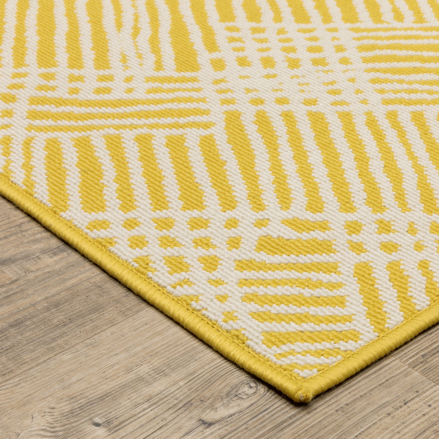 Havana Abstract Yellow/ Ivory Loop Pile Rug