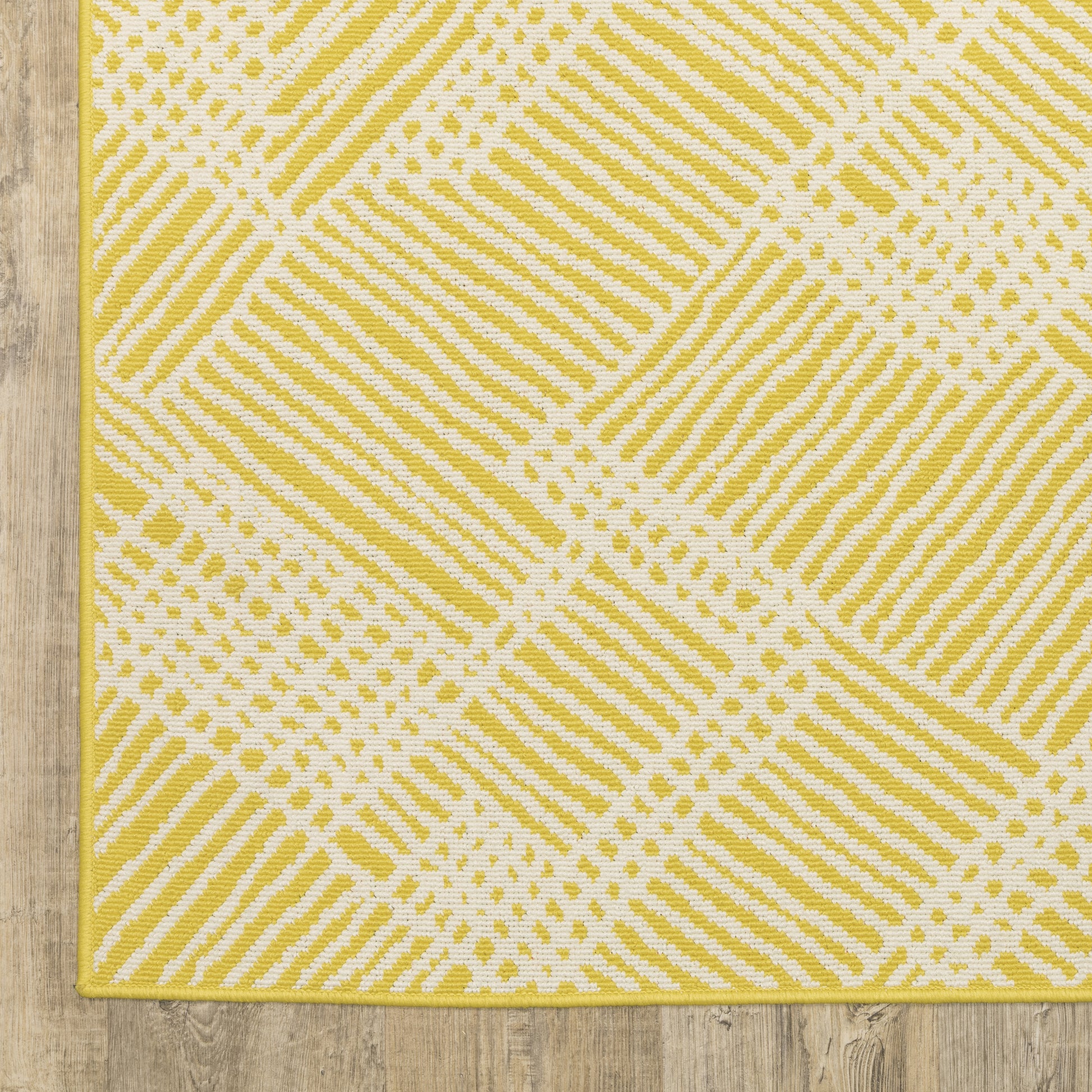Havana Abstract Yellow/ Ivory Loop Pile Rug