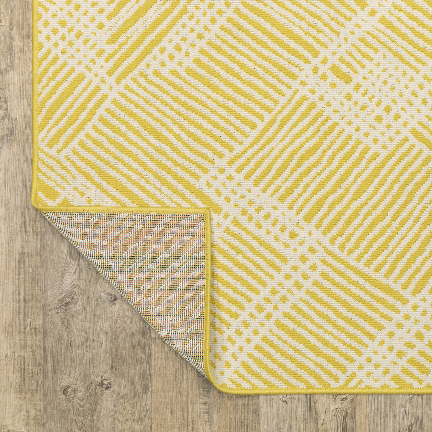 Havana Abstract Yellow/ Ivory Loop Pile Rug