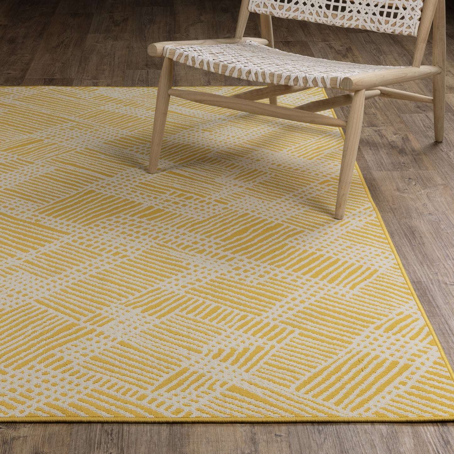 Havana Abstract Yellow/ Ivory Loop Pile Rug