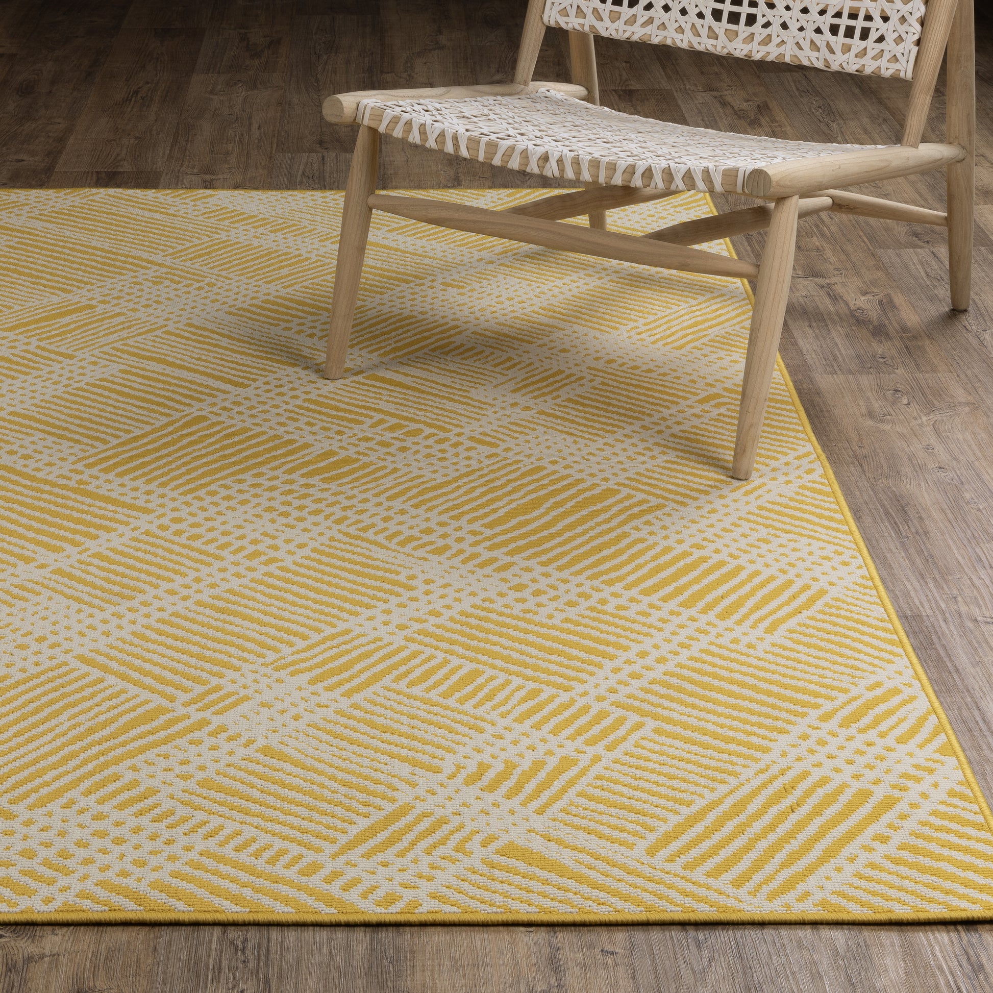 Havana Abstract Yellow/ Ivory Loop Pile Rug