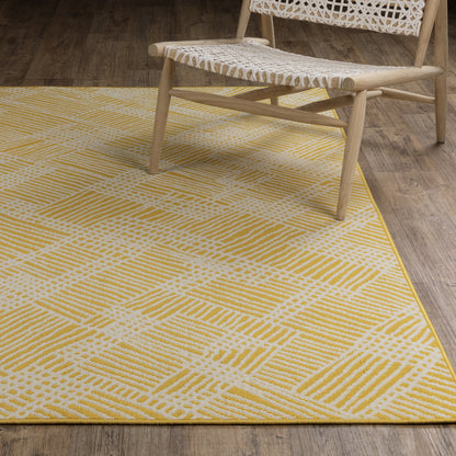 Havana Abstract Yellow/ Ivory Loop Pile Rug
