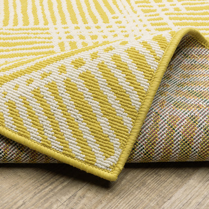 Havana Abstract Yellow/ Ivory Loop Pile Rug