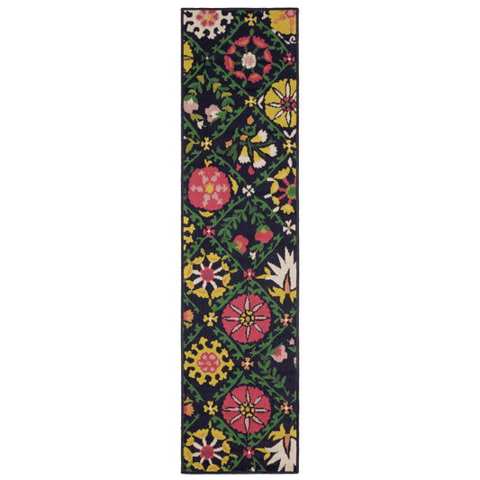 Havana Hav09 Navy/ Multi Lattice Floral Rug