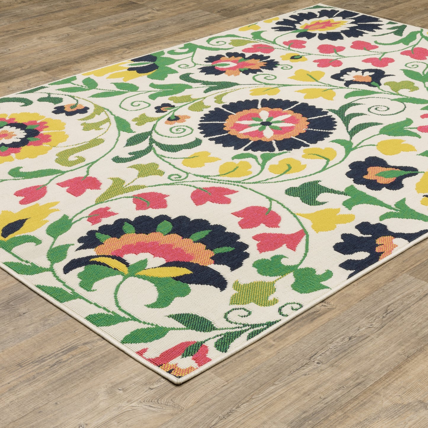 Havana Botanical Ivory/ Multi Floral Loop Pile Rug