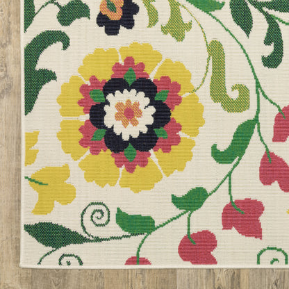 Havana Botanical Ivory/ Multi Floral Loop Pile Rug