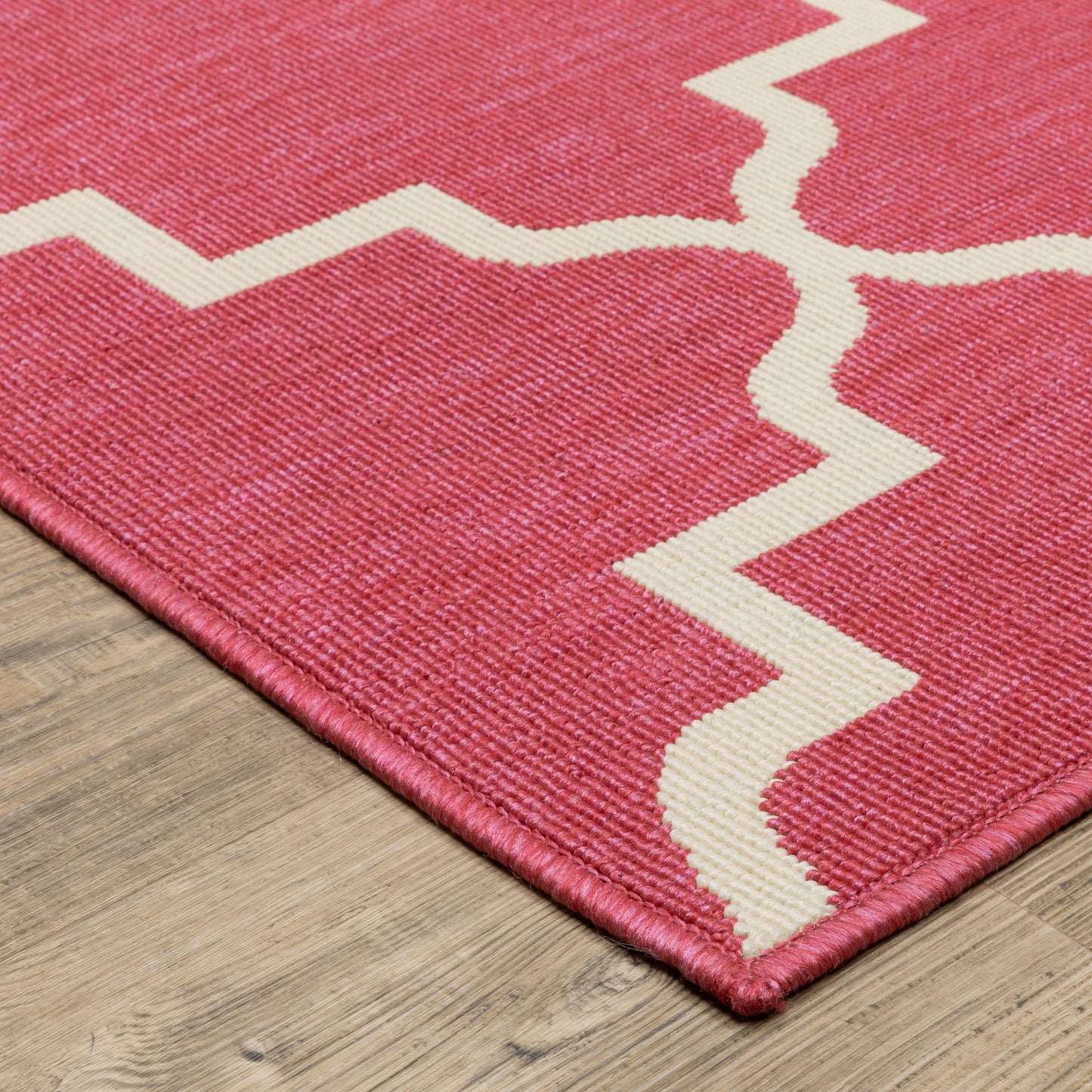 Havana Trefoil Pink/ Ivory Lattice Loop Pile Rug