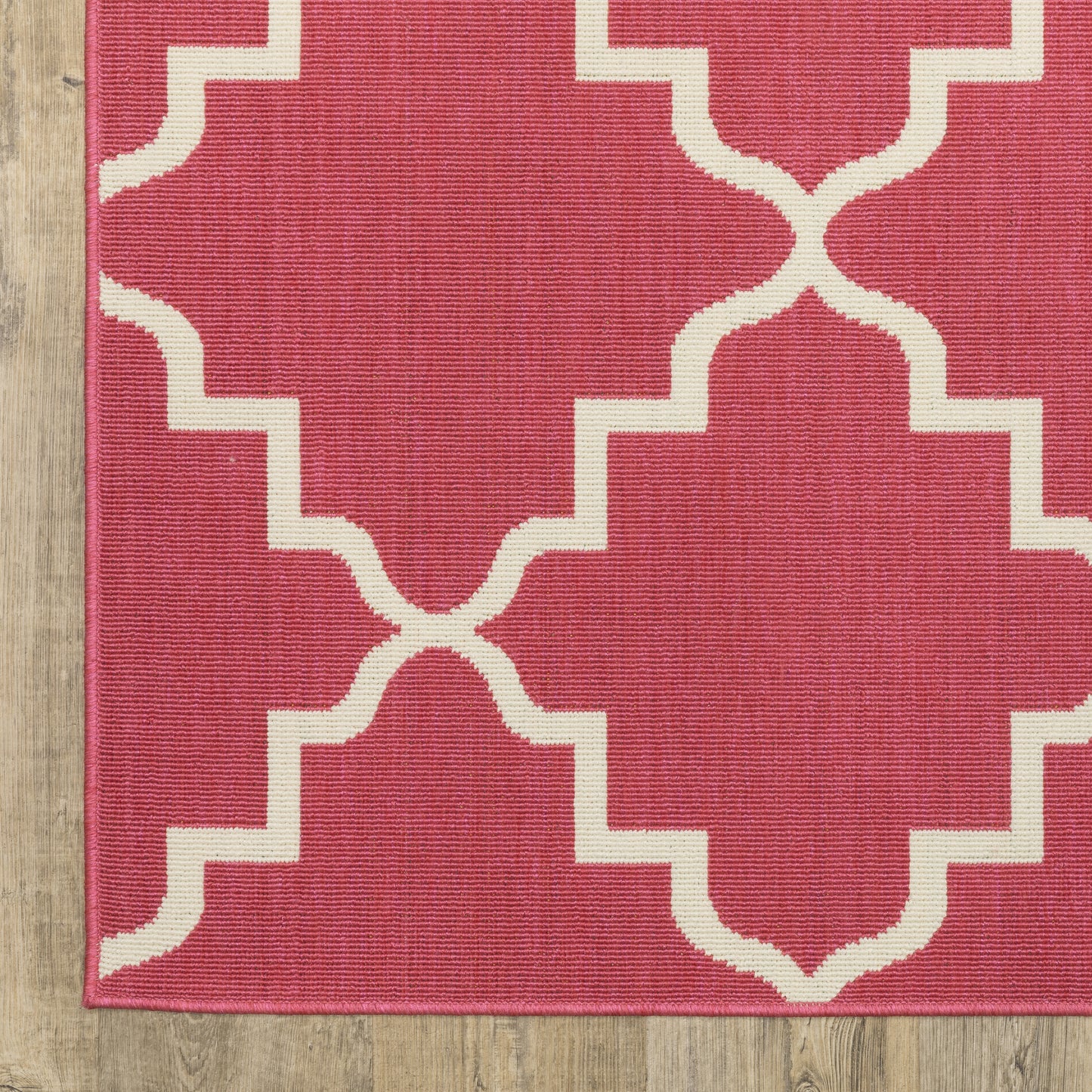 Havana Trefoil Pink/ Ivory Lattice Loop Pile Rug