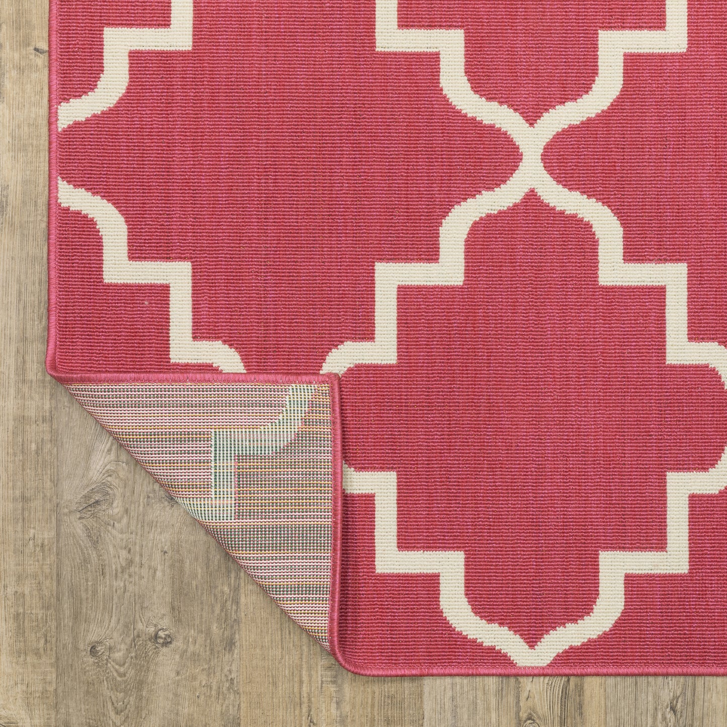 Havana Trefoil Pink/ Ivory Lattice Loop Pile Rug