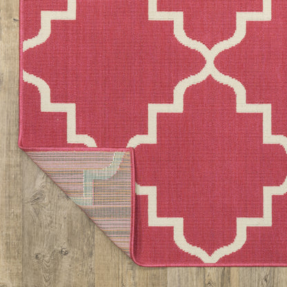 Havana Trefoil Pink/ Ivory Lattice Loop Pile Rug