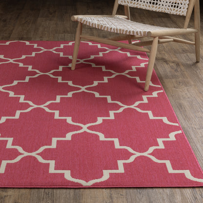 Havana Trefoil Pink/ Ivory Lattice Loop Pile Rug