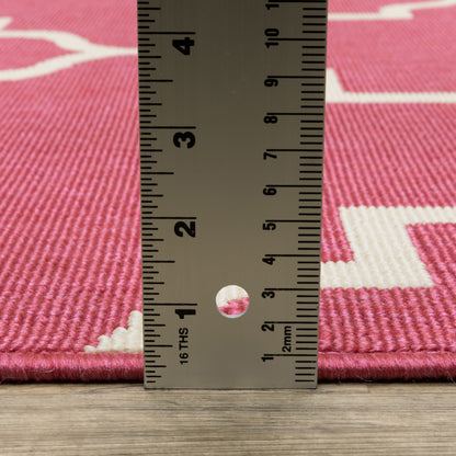 Havana Trefoil Pink/ Ivory Lattice Loop Pile Rug