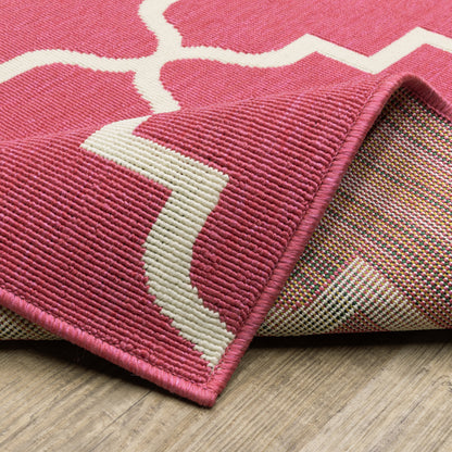 Havana Trefoil Pink/ Ivory Lattice Loop Pile Rug