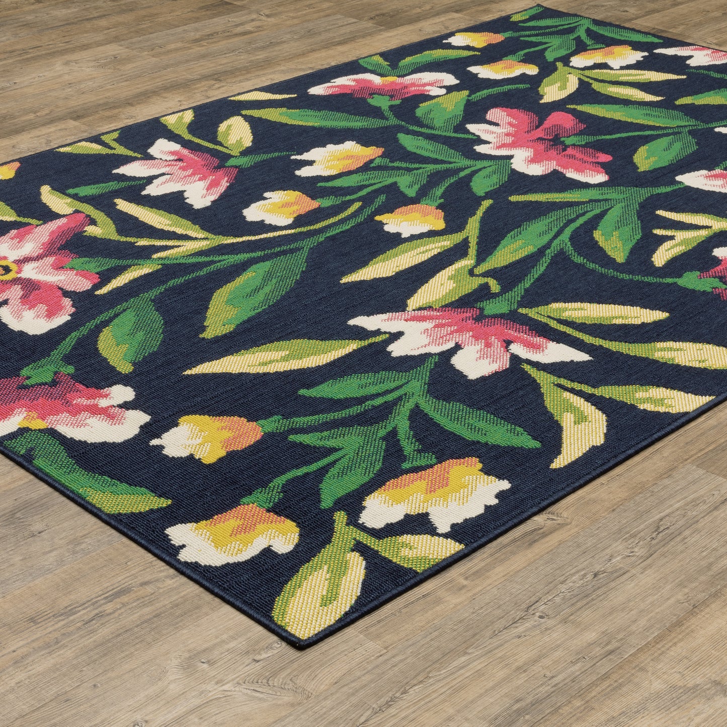 Havana Botanical Navy/ Multi Floral Loop Pile Rug