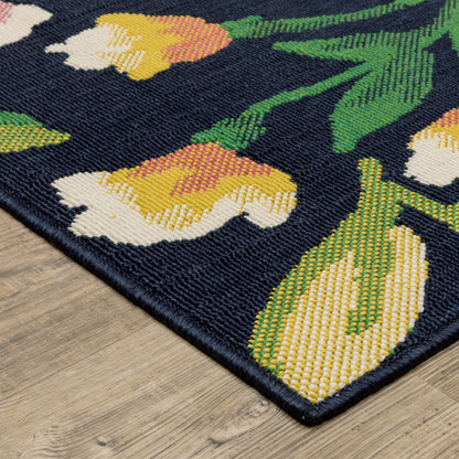 Havana Botanical Navy/ Multi Floral Loop Pile Rug