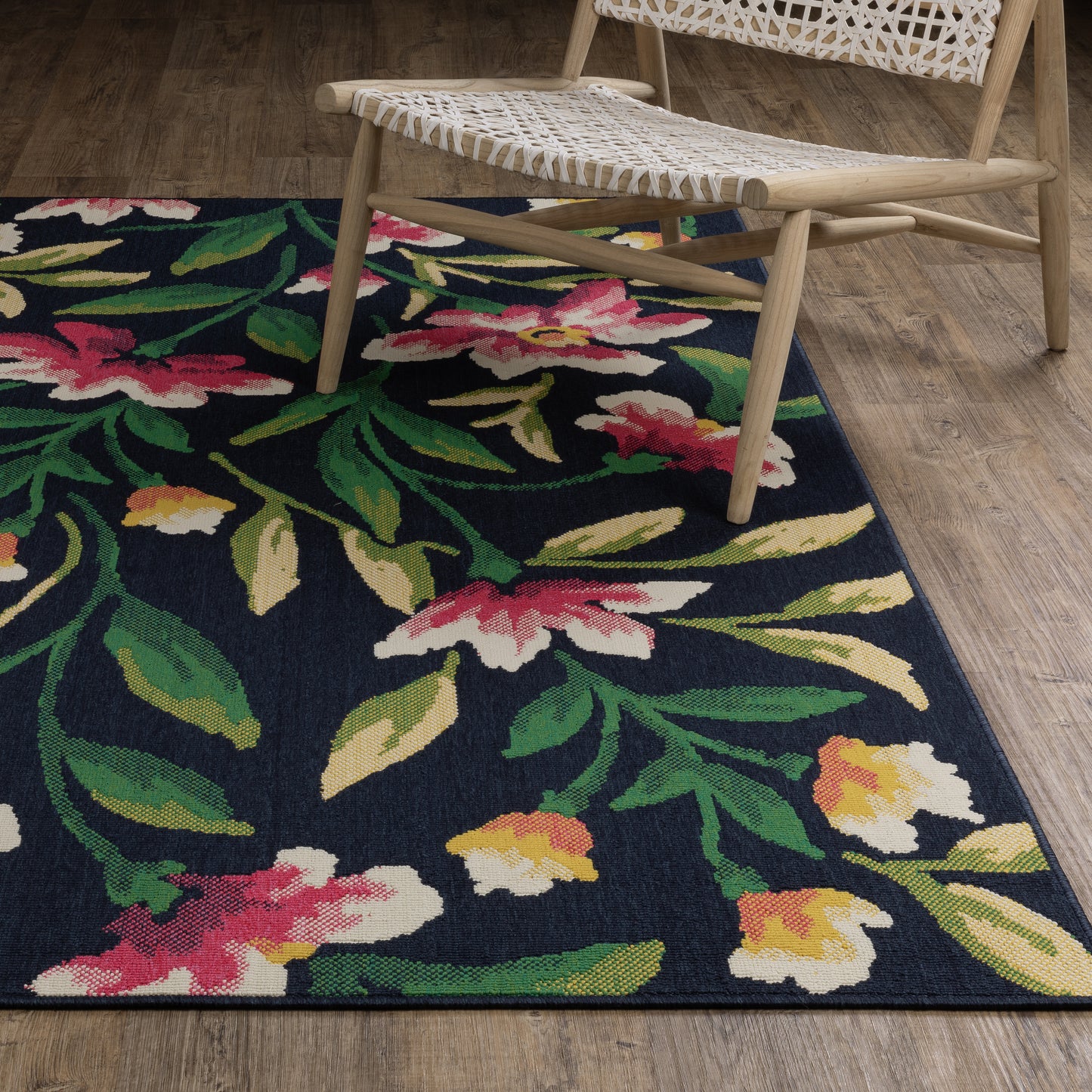 Havana Botanical Navy/ Multi Floral Loop Pile Rug
