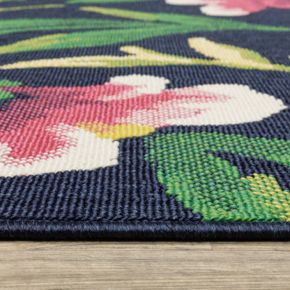 Havana Botanical Navy/ Multi Floral Loop Pile Rug