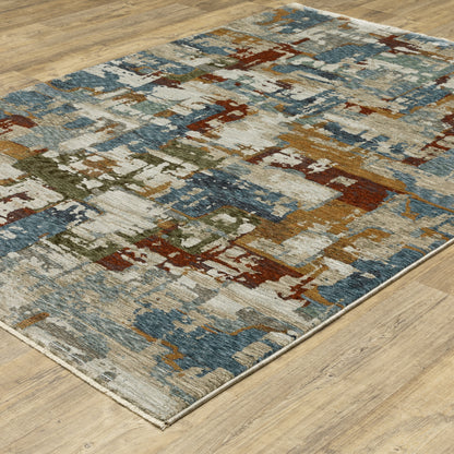 Hayden Abstract Beige/ Multi Cut Pile Rug