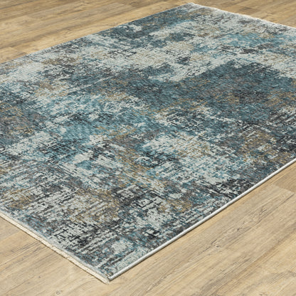 Hayden Abstract Blue/ Beige Cut Pile Rug