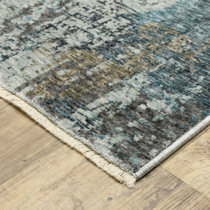 Hayden Abstract Blue/ Beige Cut Pile Rug