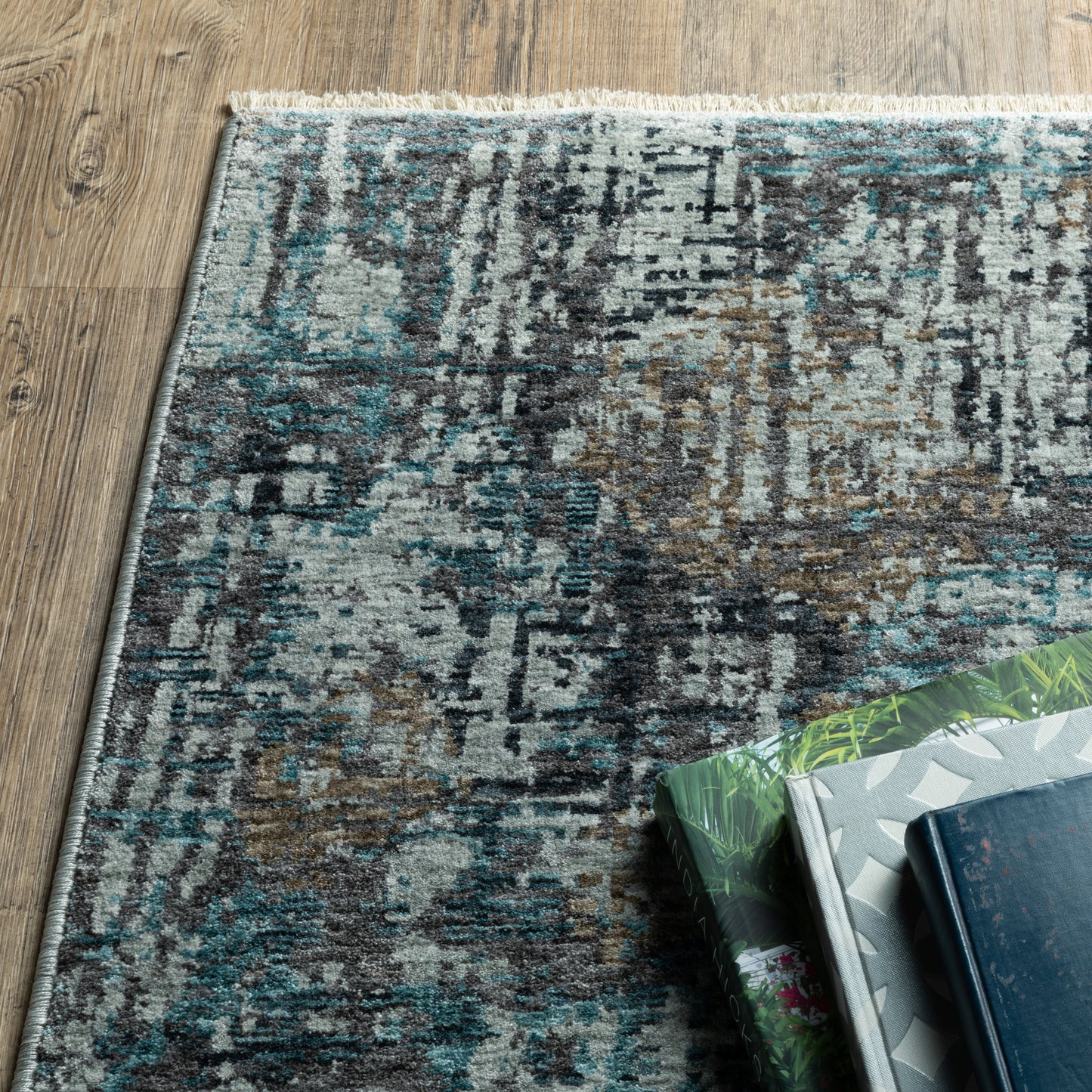 Hayden Abstract Blue/ Beige Cut Pile Rug