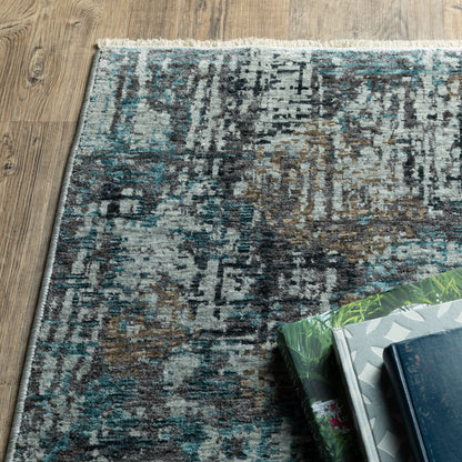 Hayden Abstract Blue/ Beige Cut Pile Rug