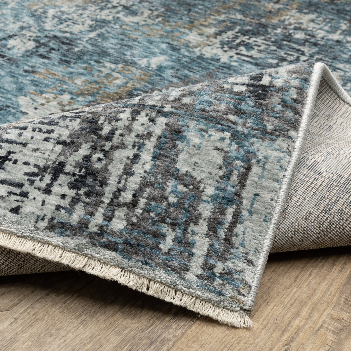 Hayden Abstract Blue/ Beige Cut Pile Rug