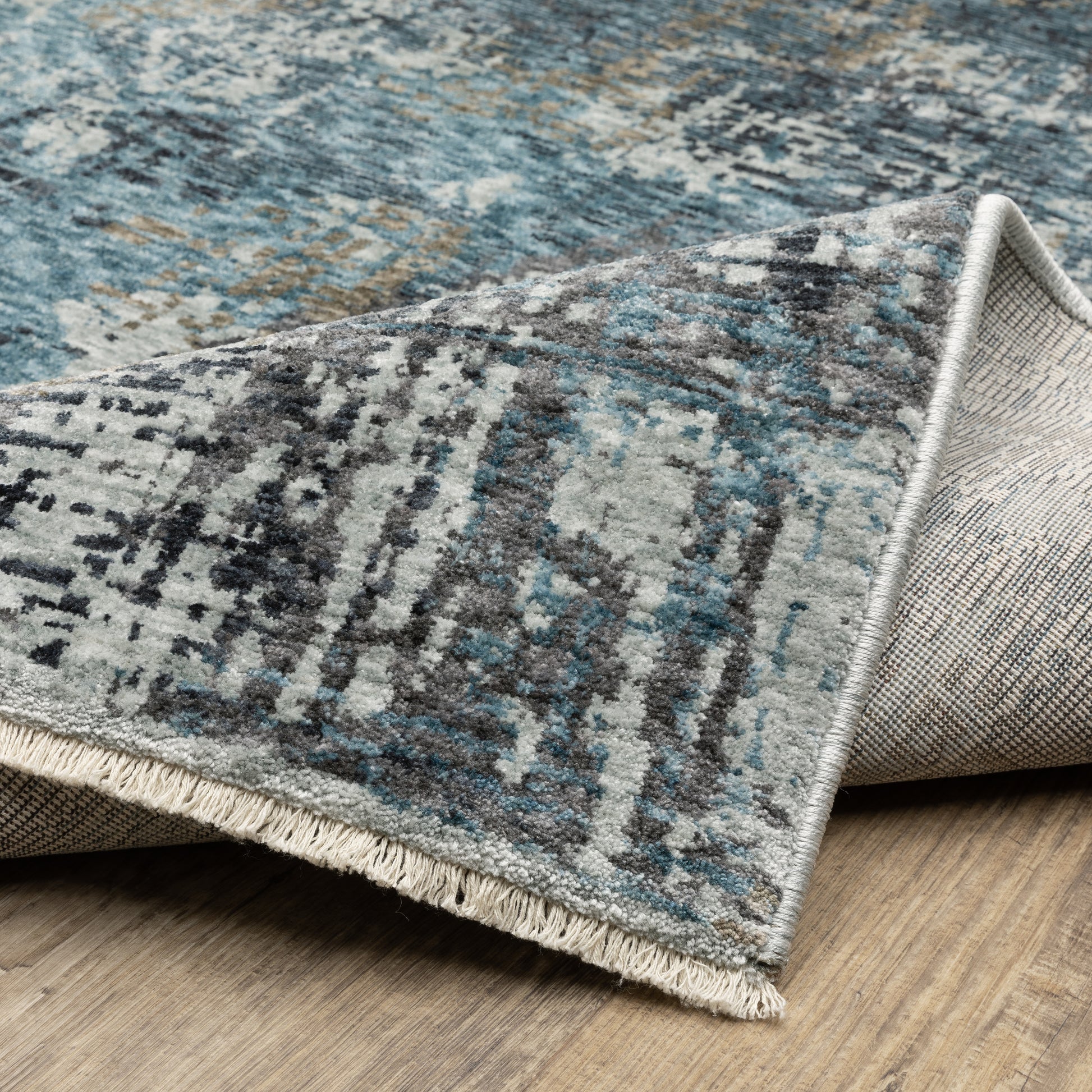 Hayden Abstract Blue/ Beige Cut Pile Rug