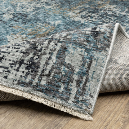 Hayden Abstract Blue/ Beige Cut Pile Rug