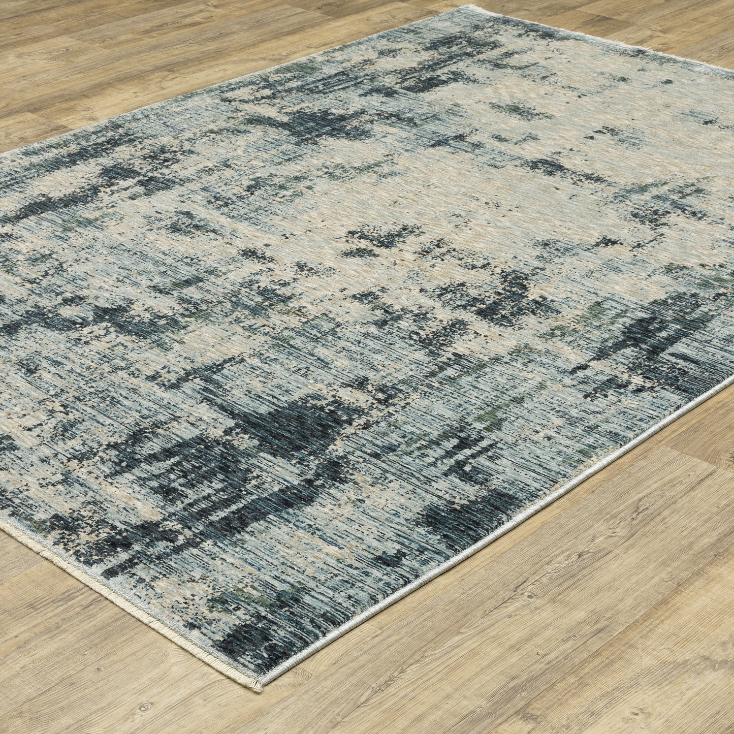 Hayden Abstract Beige/ Blue Cut Pile Rug