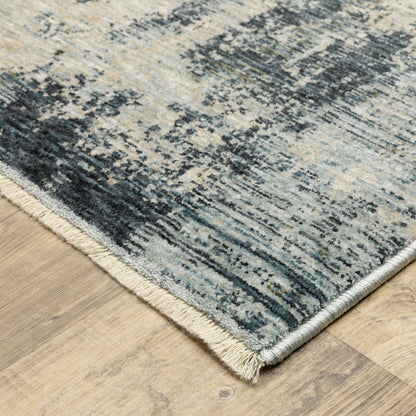 Hayden Abstract Beige/ Blue Cut Pile Rug